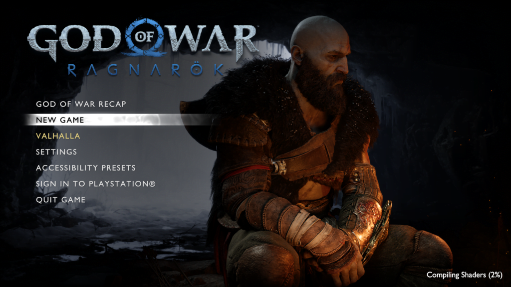 God Of War Ragnarok title screen after fixing issues