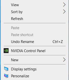 Context Menu to open Nvidia control panel